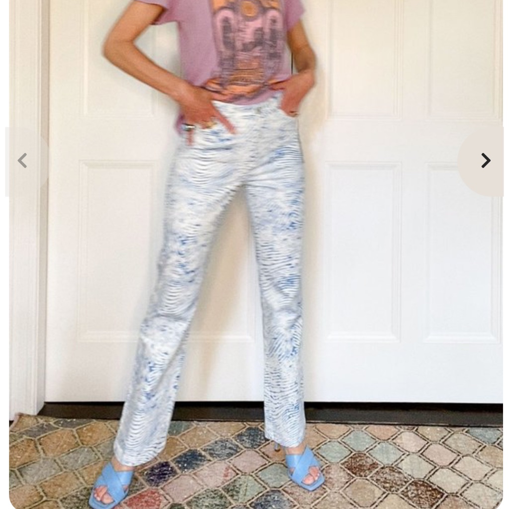 Paloma-Wool Huella High Waisted Organic Cotton Designer Blue & White Pants Small — image 3 of 8